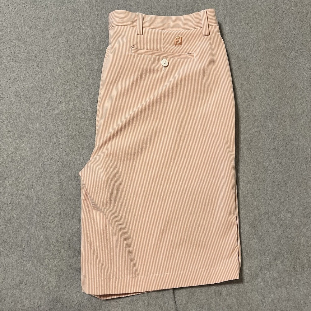 Footjoy Shorts Men's 40 Orange Seersucker Performance Stretch Movement Golf READ - Picture 12 of 16